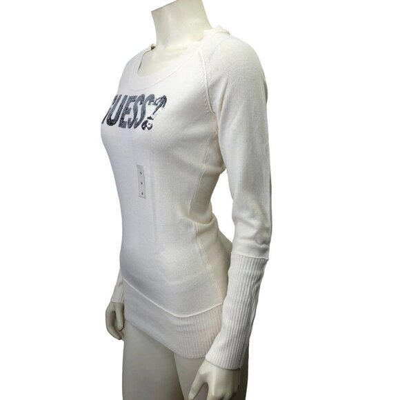GUESS SCOOP NECK CREAM‎ SWEATER SM  NWT - Picture 4 of 6